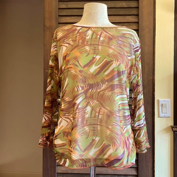 Swirl Paint Sheer Blouse - Picture 7 of 9